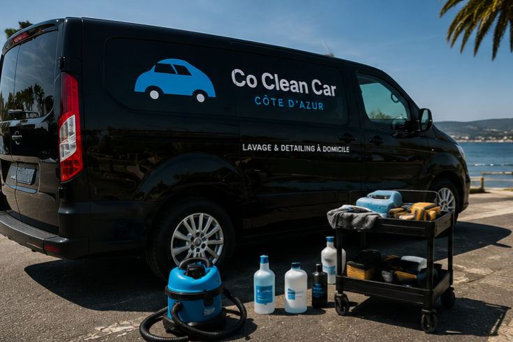 Véhicule utilitaire Co Clean Car équipé pour le lavage à domicile
